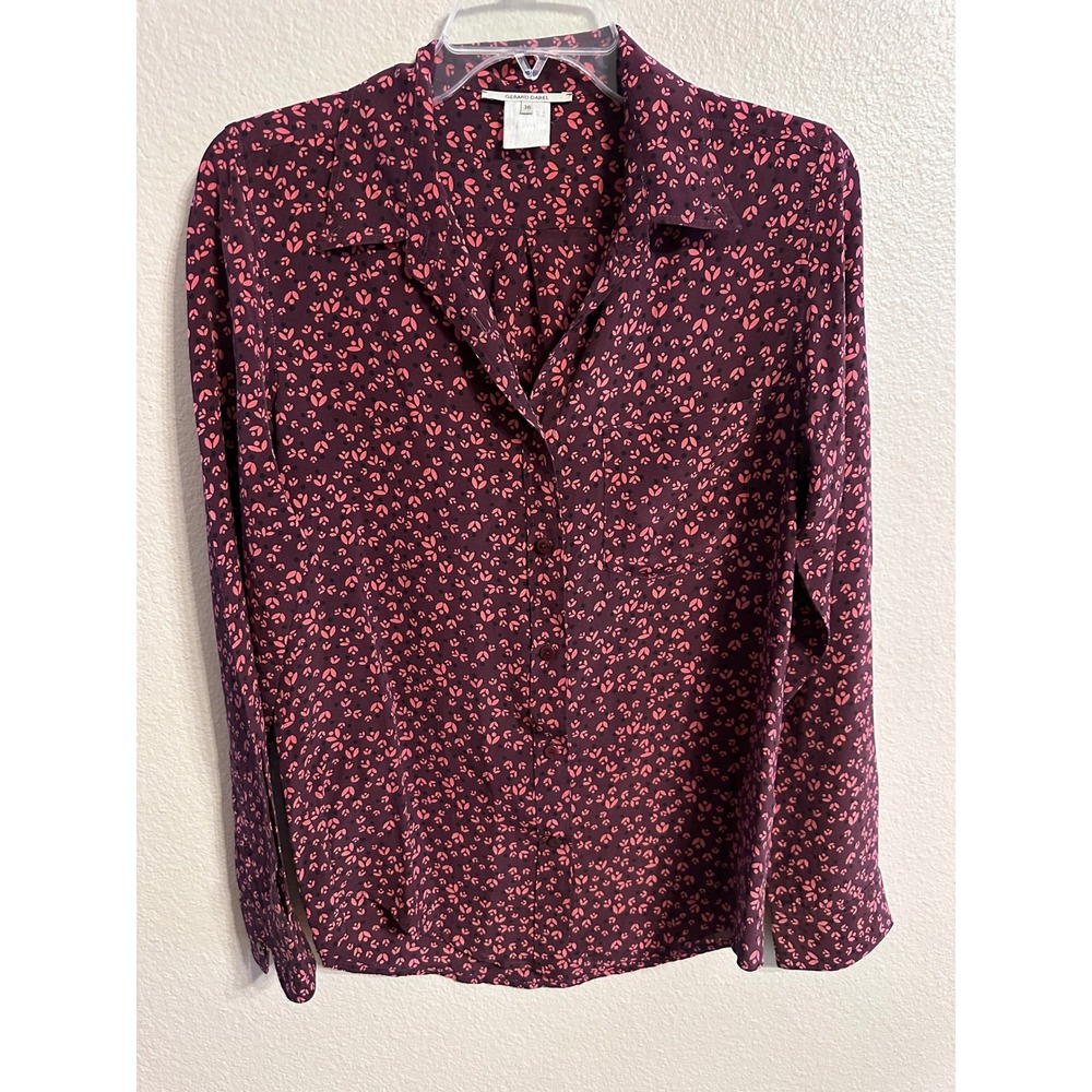 Gerard Darel Floral Print Blouse Long‎ Sleeve Button Down Top Size 36